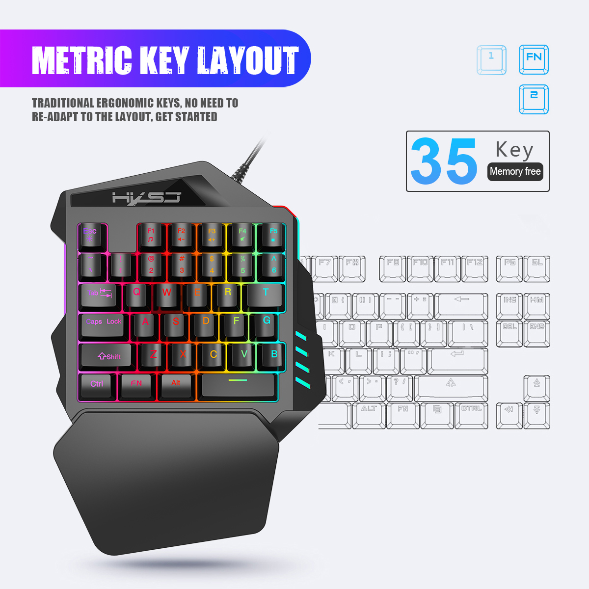 HXSJ V100 V100-2 35 Keyboard G - Gaming Keyboard Half ulasan dan harga